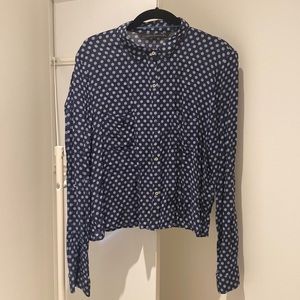 Zara blue polka dot blouse